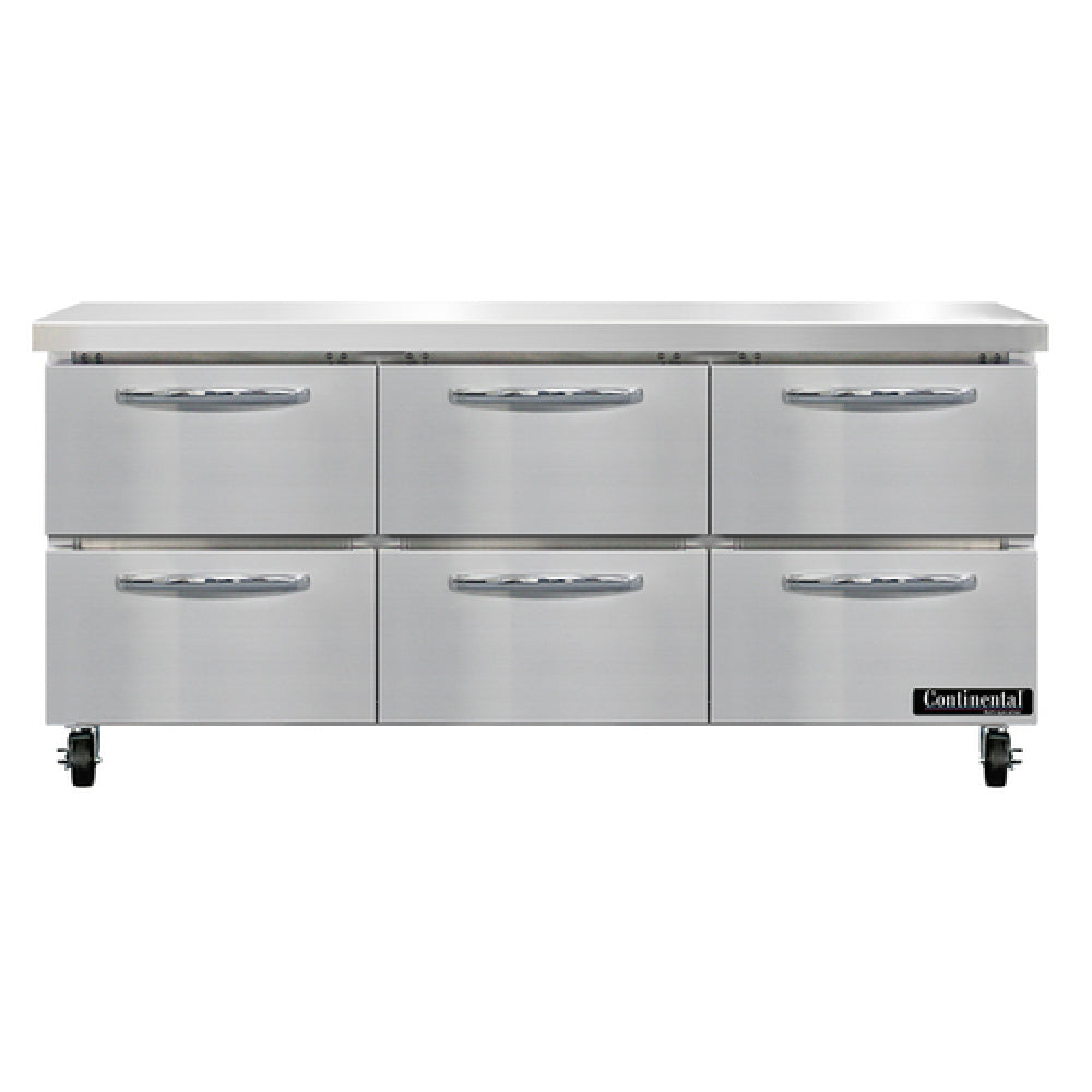 Continental Refrigerator SW72N-D Work Top Refrigerator 72"W 20.6 Cu Ft Capacity