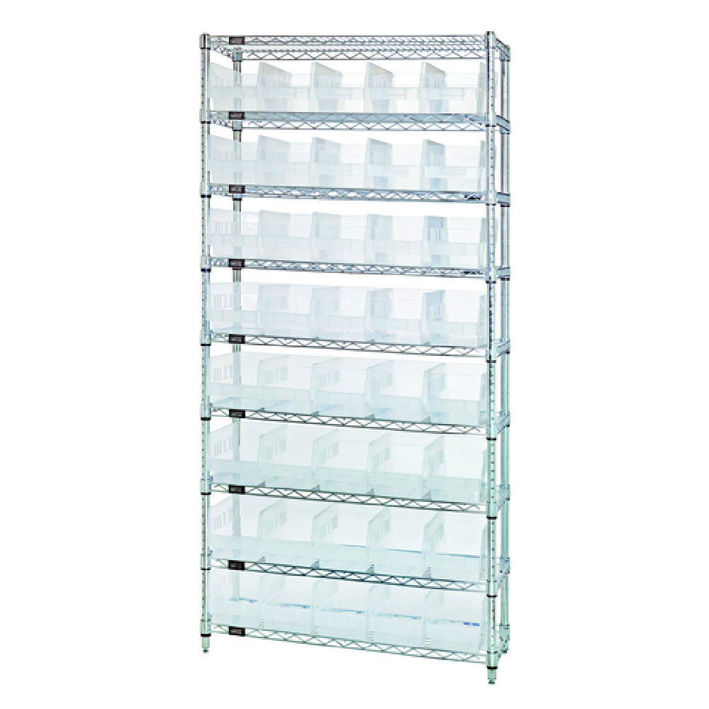 Quantum WR9-204CL Bin Wire Shelving System 36"W X 18"D X 74"H Overall Size 800 Lb. Capacity Per Shelf
