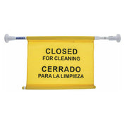 Hubert 37442 - Safety Pole, "Closed For Cleaning", 18" X 13-1/2" Yellow Nylon Sign