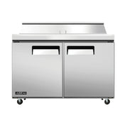 Omcan 58007 (PT-TH-1194-HC) Juneau Refrigerated Prep Table Two-section Rear Mount Self-contained Refrigeration