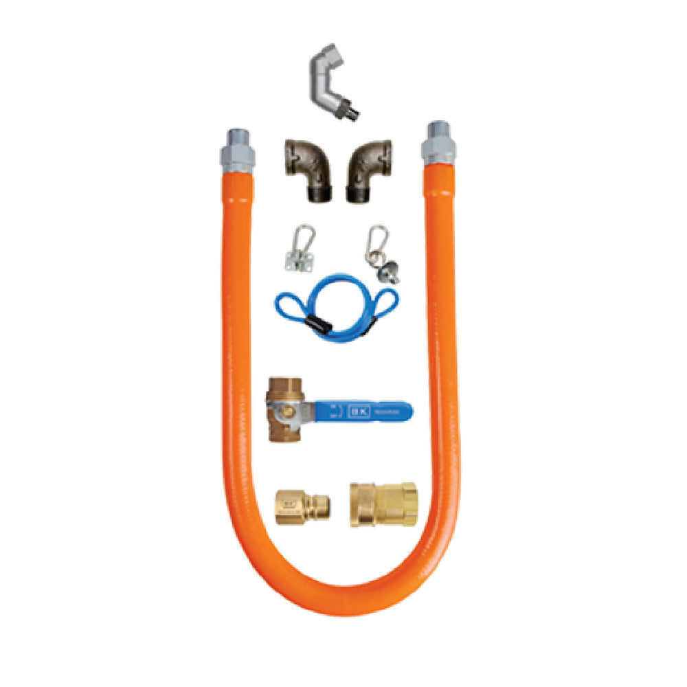 BK Resources BKG-GHC-5024-SW3 Swivel Pro™ Connection Kit Includes 24" Long X 1/2" I.D. Stainless Steel Hose With Radial Wrap & Protective Translucent Coating