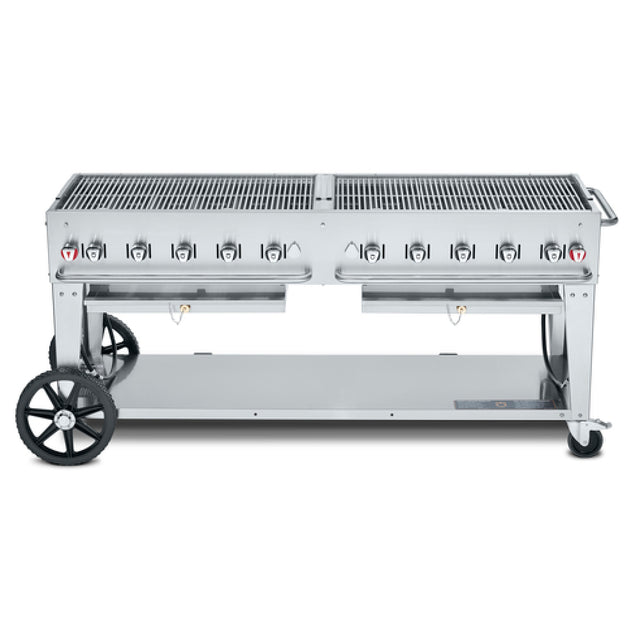 Crown Verity CV-MCB-72LP Mobile Outdoor Charbroiler LP Gas 70"x21" Grill Area