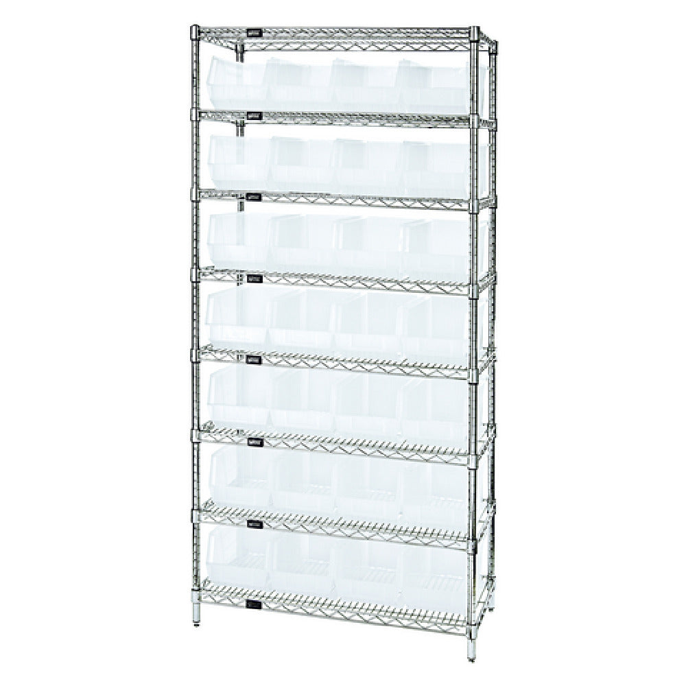 Quantum WR8-240CL Bin Wire Shelving System 36"W X 14"D X 74"H 800 Lbs. Load Capacity Per Shelf