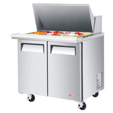 Turbo Air EST-36-15-N6-V E-line Sandwich/Salad Mega Top Unit Two Section 36-3/8"W X 34"D X 39"H