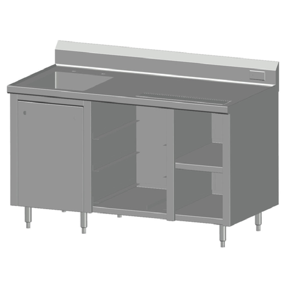 SPG BCRS-60L - Universal Stainless Beverage Counter, With Rack Slides, 60" Long