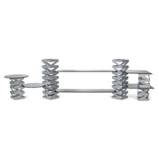 FOH BST005MUM28_ Buffet Essentials Zig Zag Smoke Glass On Silver Includes One BRI007BCI28 22.5" Zig Zag Risers Set Of 2 Silver