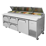 Turbo Air TPR-93SD-D4-N Super Deluxe Pizza Prep Table Three-section 31.0 Cu. Ft.
