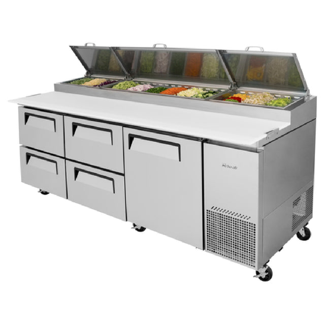 Turbo Air TPR-93SD-D4-N Super Deluxe Pizza Prep Table Three-section 31.0 Cu. Ft.
