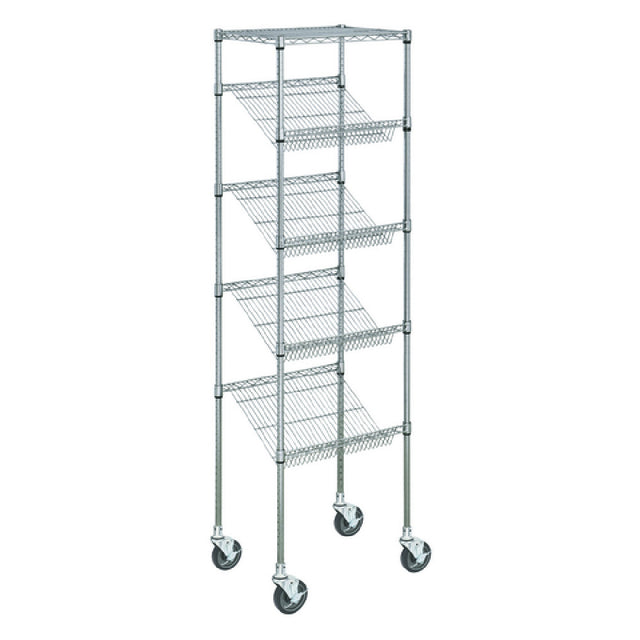 Hubert 10098 - Kratos Wire Mobile Merchandising Rack, 24"W X 18"D X 74"H, 4" Slanted