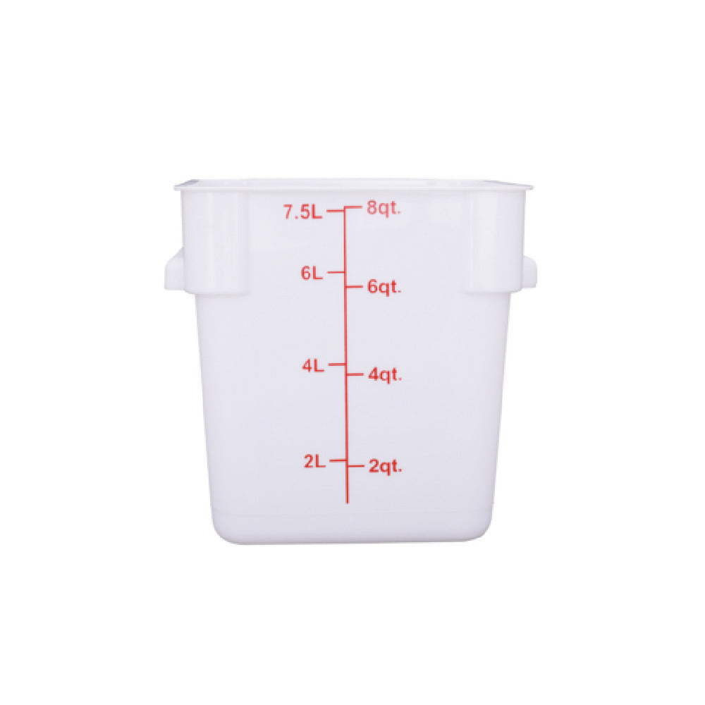 CAC China FS3P-SQ8W Food Storage Container 8 Qt. Square