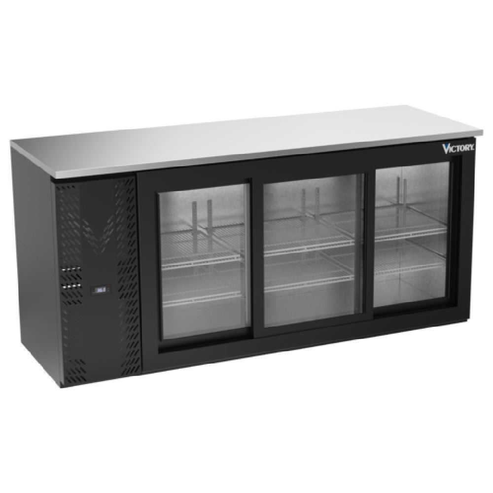 Victory VBBN72HC-GS-B - Back Bar Refrigerator, Three-section, 72"W X 25-1/4”D X 34"H