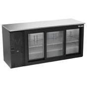 Victory VBBN72HC-GS-B - Back Bar Refrigerator, Three-section, 72"W X 25-1/4”D X 34"H
