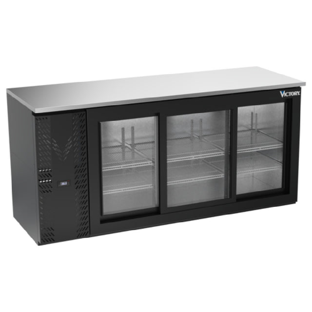 Victory VBBN72HC-GS-B - Back Bar Refrigerator, Three-section, 72"W X 25-1/4”D X 34"H