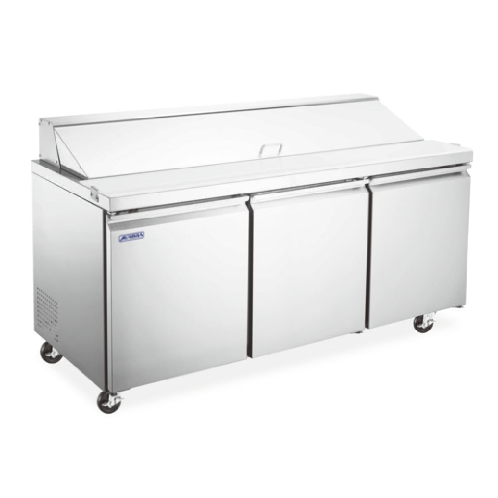 Omcan 59048 (PT-CN-1787E-HC) Aurora Refrigerated Prep Table Three-section