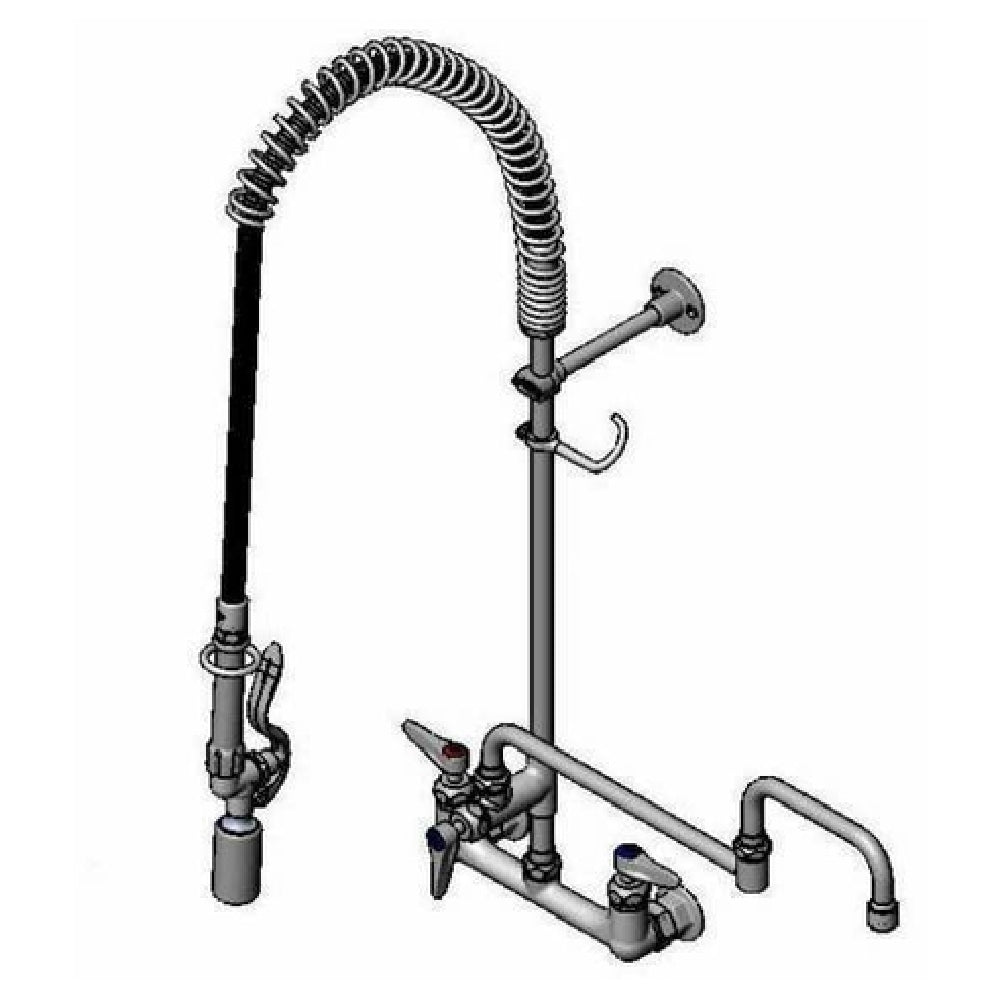 T&S Brass B-0133-18DACRBJ EasyInstall Pre-Rinse Unit 8" Wall Mount Add On Faucet 18" Double Joint Swing Nozzle With VR 2.2 GPM Aerator