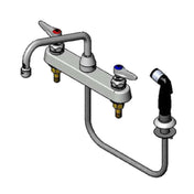 T&S Brass B-1172 Lavatory Faucet Hose & Spray Faucet On 8" Centers With 8" Swing Spout
