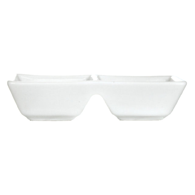 International Tableware EL-202 Sauce Dish 4-3/8” X 2-1/4” X 1”H (2) 1 Oz. Compartment Wells