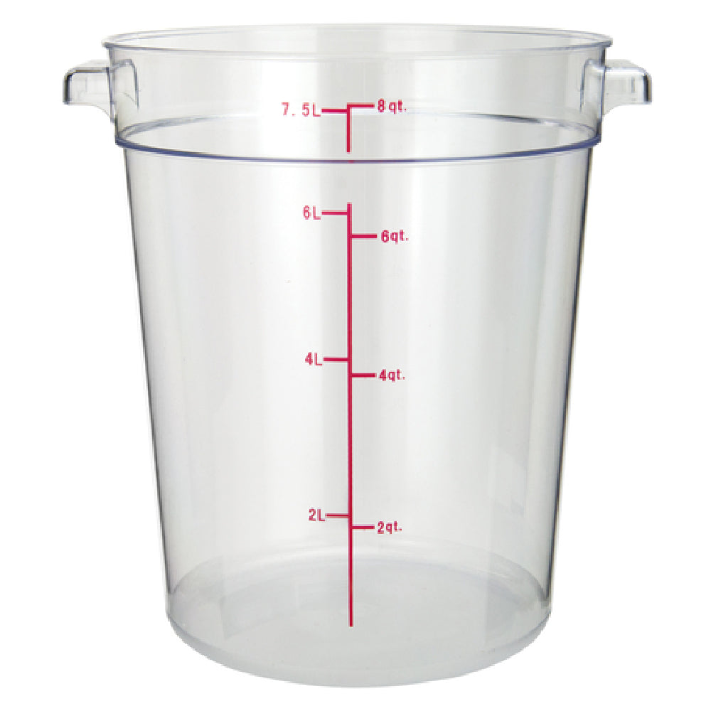 Winco PCRC-8 Food Storage Container 8 Qt. 8-15/16" X 10-3/8" X 10-3/4"H