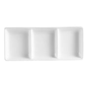 CAC China CN-D3 CN Divided Sauce Dish 2 Oz. Per Compartment 7-1/2"L X 3-1/4"W X 1"H