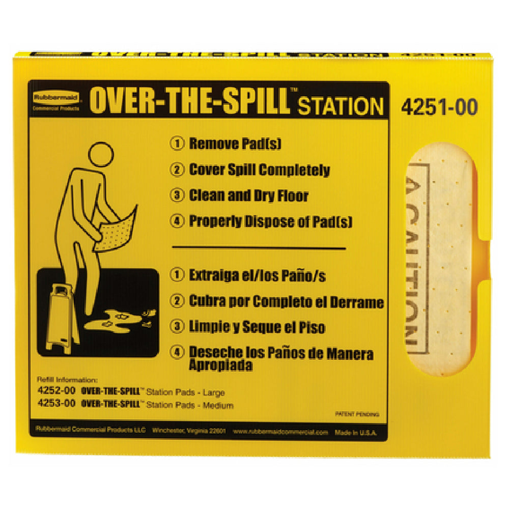 Rubbermaid FG425100YEL Over-the-Spill™ Station Kit Includes Pad Dispenser 22 Large Pads And Fasteners