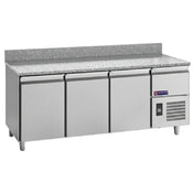 AMPTO MPP-3BS - AMPTO® Granite Pizza Prep Table, Refrigerated, Three-section Refrigerated And One-section Neutral Over Compressor