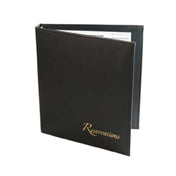 Menu Solutions R080ABK Reservation Binder Leather Like Material Wrapped Around Rigid Board