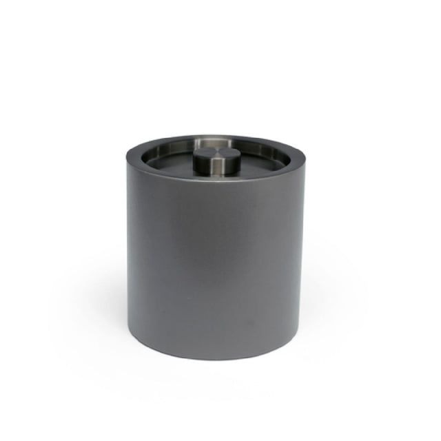 FOH RIB025GYL21 3.5qt Round London Ice Bucket Smoke With Brushed Stainless Lid