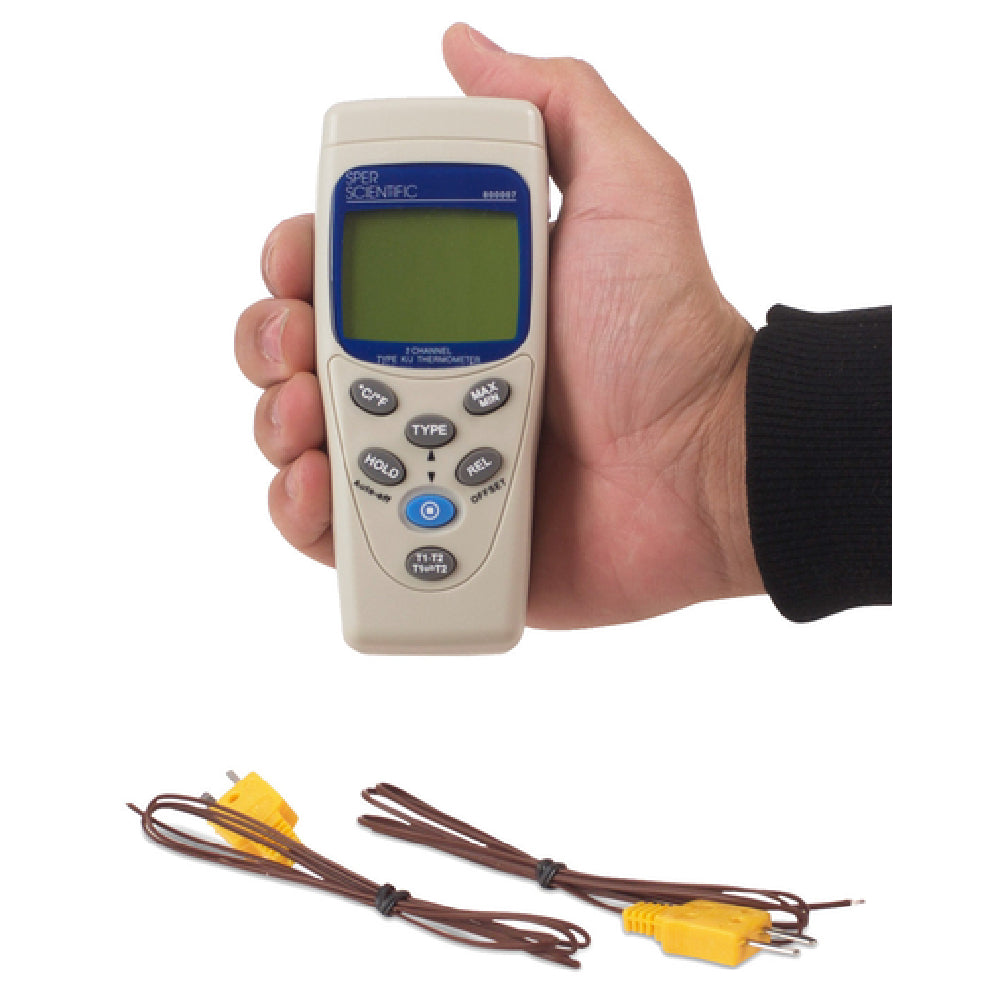 JB Prince U990 Digital 2 Channel Thermocouple 5-1/4"L X 2"W X 1"H 418 To 2501°F (-250 To 1372°C) Temperature Range
