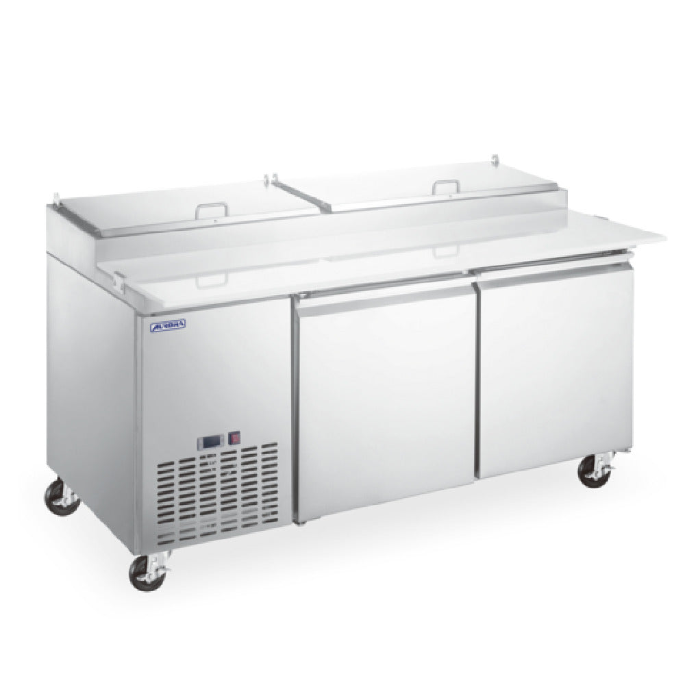 Omcan 59043 (PT-CN-1829E-HC) Aurora Refrigerated Pizza Prep Table Two-section