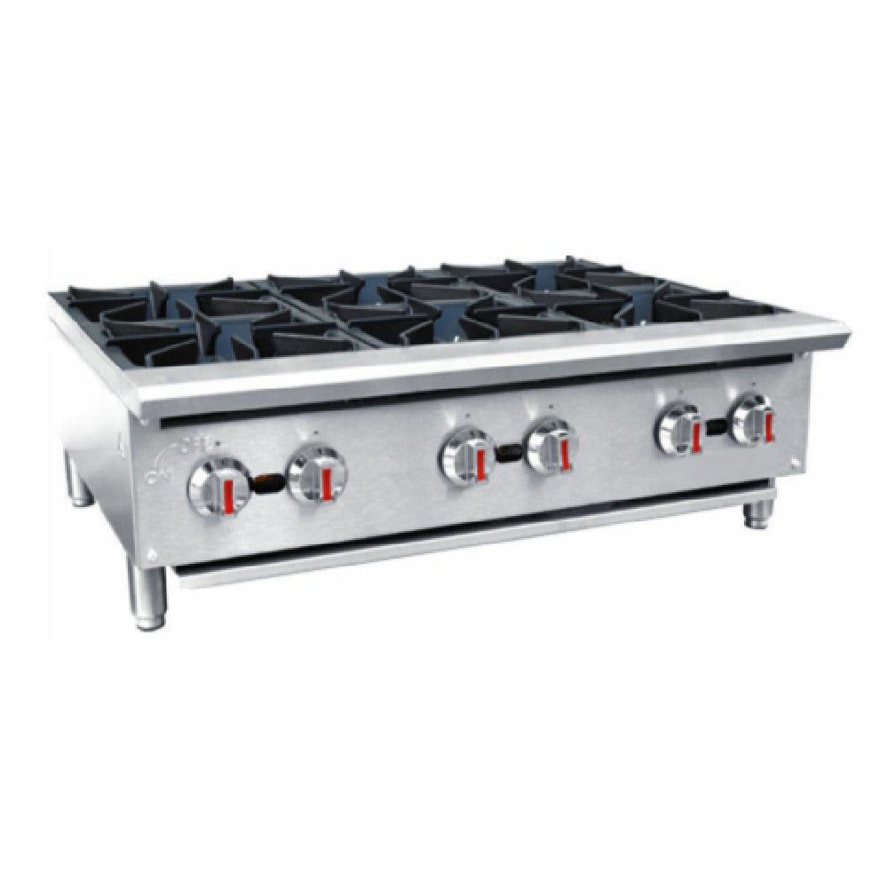Hubert 16939 - Kratos® Gas Countertop Range, 36 1/10"W X 29 2/5"D X 13 1/10"H, (6) Burners
