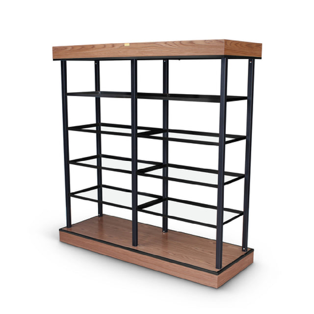 Forbes Industries 6581 Century Rolling Display (Essentials) Open Shelf Unit With Full Access. Features: Laminate Top Cap And Base Trimmed With Painted Steel Accents