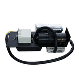 A black electrical component assembly for Empura Ice Machines, featuring a circuit board, two cylindrical capacitors, a white relay block, and a thick black cable with exposed colored wires—all mounted on a rectangular black metal base.