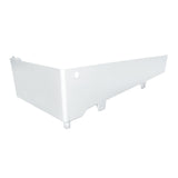 A plain, white, metal corner guard bracket with a smooth finish. Featuring multiple mounting tabs and a rounded corner, it is likely designed for installation in a support role on equipment or furniture and is sink compatible with select Empura Parts. White background.