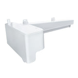 A white, rectangular plastic container with an extended, narrow arm and two mounting tabs on top. Featuring a rounded edge and a small cylindrical spout, it is a water reservoir compatible with Empura Ice Machines and Empura Parts.