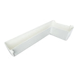 A white, L-shaped plastic tray with high sides and smooth edges, designed for organizing items near a sink or in tight spaces. The tray features a sharp 90-degree bend creating two sections, ideal for use alongside Empura Ice Machines or Empura Parts.