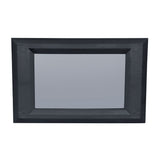 A rectangular wall mirror with a wide, textured black frame offers a simple, modern display. The mirror is centered and reflects a neutral gray surface, making it suitable for contemporary interiors—ideal alongside Empura Ice Machines or Empura Parts.