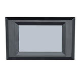 A rectangular display mirror with a wide, glossy black frame and reflective glass center. The beveled edges give it a modern and sleek appearance, making it perfect for showcasing Empura Parts. The background is plain white.