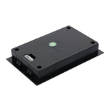A rectangular black plastic electronic component compatible with Empura Ice Machines, featuring a flat top, four screw holes, ridged edges, a sticker label, and an arrow embossed on the surface pointing toward the Display connector.