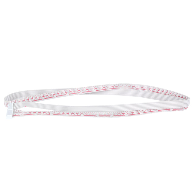 A flat, gray Empura Parts ribbon cable with multiple parallel wires, featuring red markings and a white plastic connector on one end, is coiled loosely on a white background—ideal for Empura Ice Machines.
