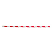 A single TableCraft paper straw with diagonal red and white stripes is shown horizontally on a plain white background. The pattern resembles a classic candy cane stripe.