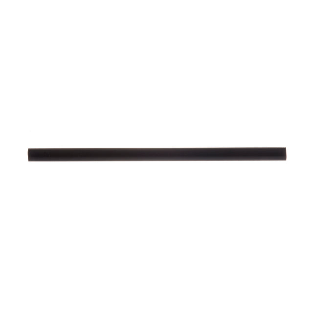 A single, unsharpened black pencil lies horizontally on a plain white background. Its smooth, round barrel subtly echoes the sleek appearance of black straws, with no eraser or visible branding or markings in sight.