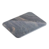 A rectangular melamine cutting board with rounded edges, featuring a gray and black marbled stone pattern. Smooth, swirling lines in various shades of gray give it a natural stone appearance. The board is set against a white background.