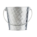 A small, shiny Lattice Collection Pail by TableCraft Products with a diamond-patterned texture and curved handle, photographed against a white background. The stainless steel pail appears clean and empty, with a slightly reflective surface.