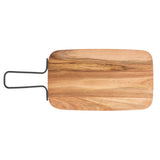 A rectangular acacia serving paddle with rounded edges and visible wood grain. It features a black metal handle loop for hanging. The smooth, clean surface is perfect for the Industrial Collection Serving Paddle, displayed against a white background.