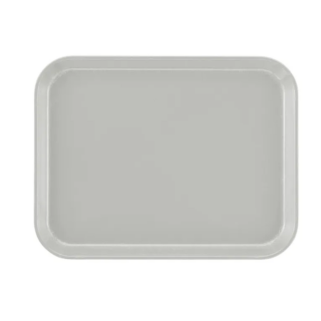 A plain, rectangular gray Camtray with rounded corners and slightly raised edges, shown from a top-down view on a white background. Made from high-impact fiberglass, its smooth, unadorned surface is both durable and dishwasher safe.