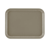 A rectangular taupe Camtray with rounded corners and a slightly raised edge, viewed from above on a plain white background. This high-impact fiberglass tray has a smooth, unadorned surface and is fully dishwasher safe.