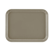 A rectangular taupe Camtray with rounded corners and a slightly raised edge, viewed from above on a plain white background. This high-impact fiberglass tray has a smooth, unadorned surface and is fully dishwasher safe.