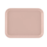A rectangular, light pink Camtray with rounded corners and raised edges is shown on a white background. Made from high-impact fiberglass, this dishwasher safe tray has a smooth, plain surface and simple design, viewed from above.
