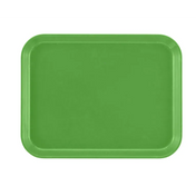A rectangular, green Camtray with rounded corners and a slightly raised edge, placed on a light background. The surface of this dishwasher safe tray is smooth and unadorned.