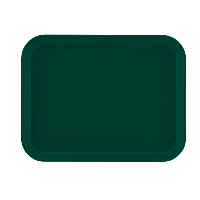A dark green Camtray high-impact fiberglass tray with rounded corners and a smooth surface, viewed from above against a plain white background.